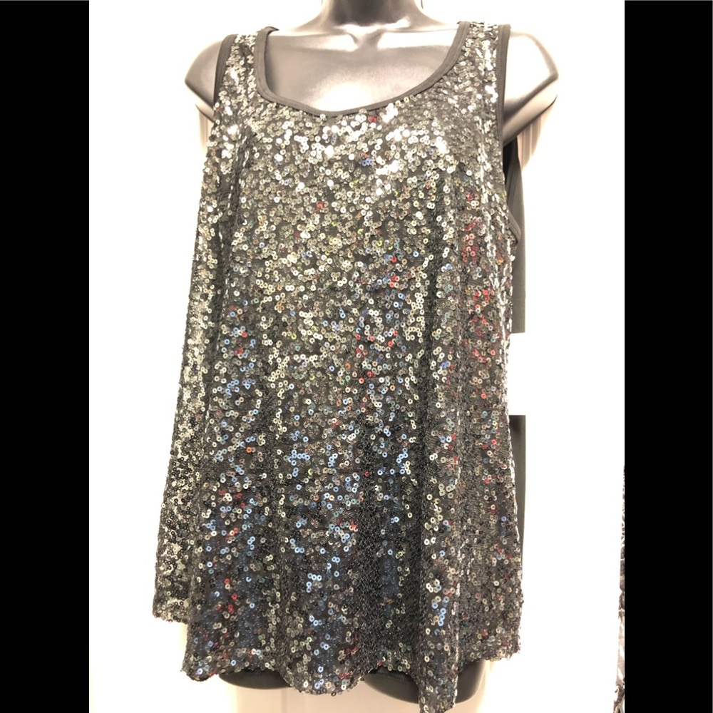 Mauve Black and Sequin Tank Top